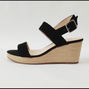 NEW Sole Society Black Suede So-Cimmie Wedge Sandals Size 7.5 Cimmie